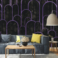 3117-F / Art Deco Peel and Stick Wallpaper: Abstract Geometric Design Black for Architectural Aesthetic - Artevella