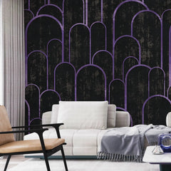 3117-F / Art Deco Peel and Stick Wallpaper: Abstract Geometric Design Black for Architectural Aesthetic - Artevella