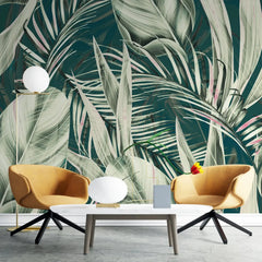 3119-B / Peel and Stick Wallpaper with Exotic Palm Leaves, Palm Leaves Pattern Peel and Stick Wallpaper: Tropical, Botanical Wallpaper - Artevella