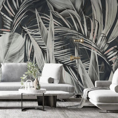 3119-E / Peel and Stick Wallpaper with Exotic Palm Leaves, Palm Leaves Pattern Peel and Stick Wallpaper: Tropical, Botanical Wallpaper - Artevella