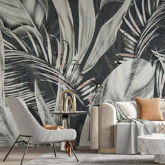 3119-E / Peel and Stick Wallpaper with Exotic Palm Leaves, Palm Leaves Pattern Peel and Stick Wallpaper: Tropical, Botanical Wallpaper - Artevella