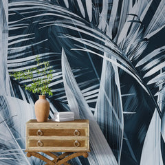 3119-F / Peel and Stick Wallpaper with Exotic Palm Leaves, Palm Leaves Pattern Peel and Stick Wallpaper: Tropical, Botanical Wallpaper - Artevella