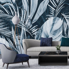 3119-F / Peel and Stick Wallpaper with Exotic Palm Leaves, Palm Leaves Pattern Peel and Stick Wallpaper: Tropical, Botanical Wallpaper - Artevella