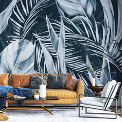 3119-F / Peel and Stick Wallpaper with Exotic Palm Leaves, Palm Leaves Pattern Peel and Stick Wallpaper: Tropical, Botanical Wallpaper - Artevella