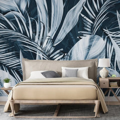 3119-F / Peel and Stick Wallpaper with Exotic Palm Leaves, Palm Leaves Pattern Peel and Stick Wallpaper: Tropical, Botanical Wallpaper - Artevella