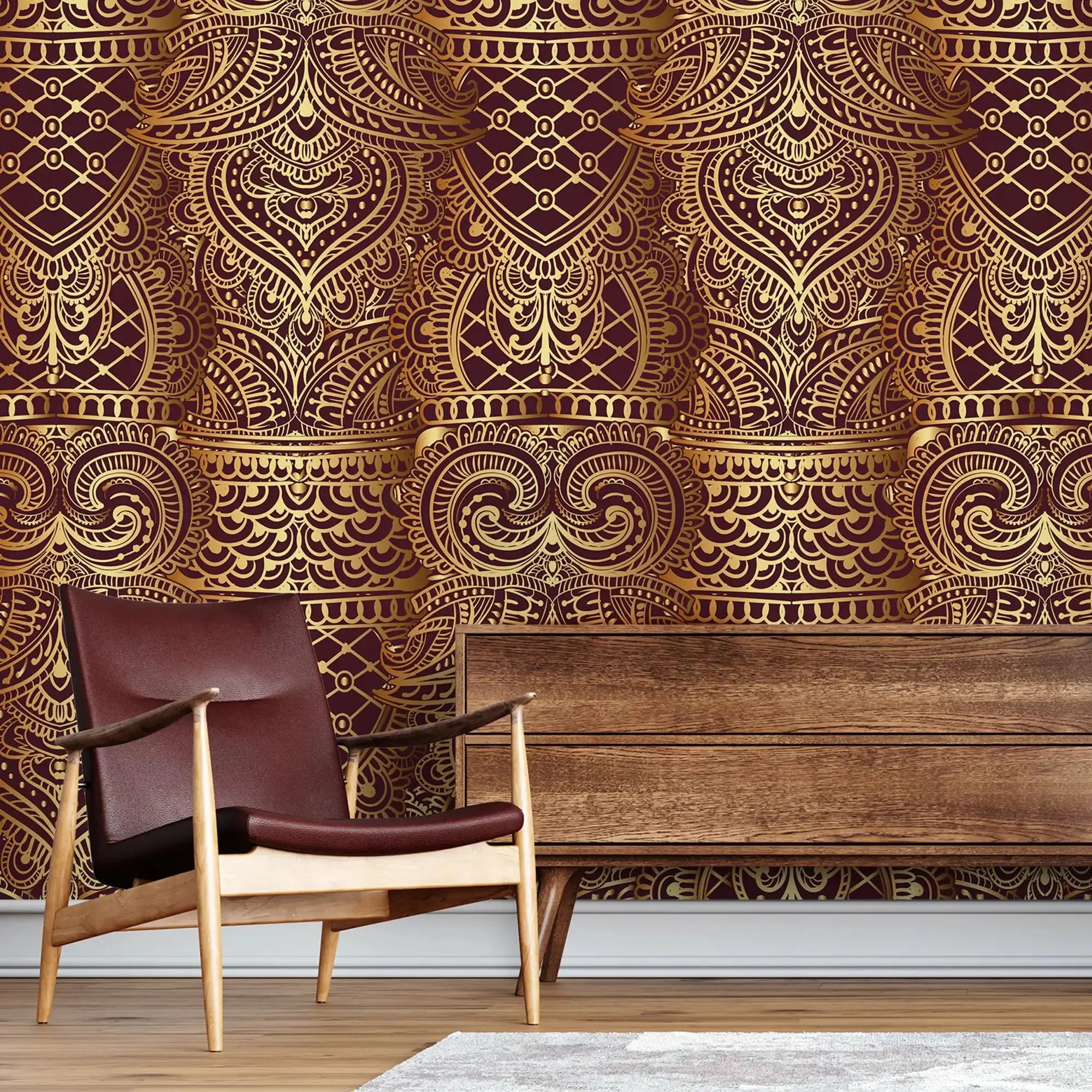 3121-E / Peel and Stick Wallpaper, Elegant Ornamental Patterns, Modern Room Decor, Abstract Wall Mural - Artevella