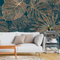 3122-C / Tropical Leaf Pattern Peel and Stick Wallpaper - Modern Plant Design for Home Decor - Perfect for Bedroom, Kitchen, and Bathroom Walls - Artevella