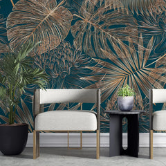 3122-C / Tropical Leaf Pattern Peel and Stick Wallpaper - Modern Plant Design for Home Decor - Perfect for Bedroom, Kitchen, and Bathroom Walls - Artevella