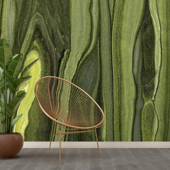 3123-A / Modern Green Striped Self-Adhesive Wallpaper, Trendy Peel and Stick Wallpaper, Natural Green Tree Bark Pattern Wall Mural - Artevella