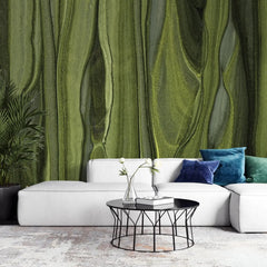 3123-A / Modern Green Striped Self-Adhesive Wallpaper, Trendy Peel and Stick Wallpaper, Natural Green Tree Bark Pattern Wall Mural - Artevella
