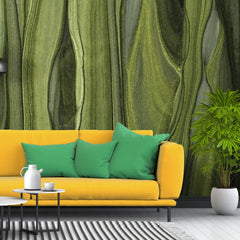 3123-A / Modern Green Striped Self-Adhesive Wallpaper, Trendy Peel and Stick Wallpaper, Natural Green Tree Bark Pattern Wall Mural - Artevella