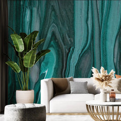 3123-C / Modern Green Striped Self-Adhesive Wallpaper, Trendy Peel and Stick Wallpaper, Natural Green Tree Bark Pattern Wall Mural - Artevella