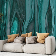 3123-C / Modern Green Striped Self-Adhesive Wallpaper, Trendy Peel and Stick Wallpaper, Natural Green Tree Bark Pattern Wall Mural - Artevella