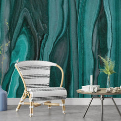 3123-C / Modern Green Striped Self-Adhesive Wallpaper, Trendy Peel and Stick Wallpaper, Natural Green Tree Bark Pattern Wall Mural - Artevella