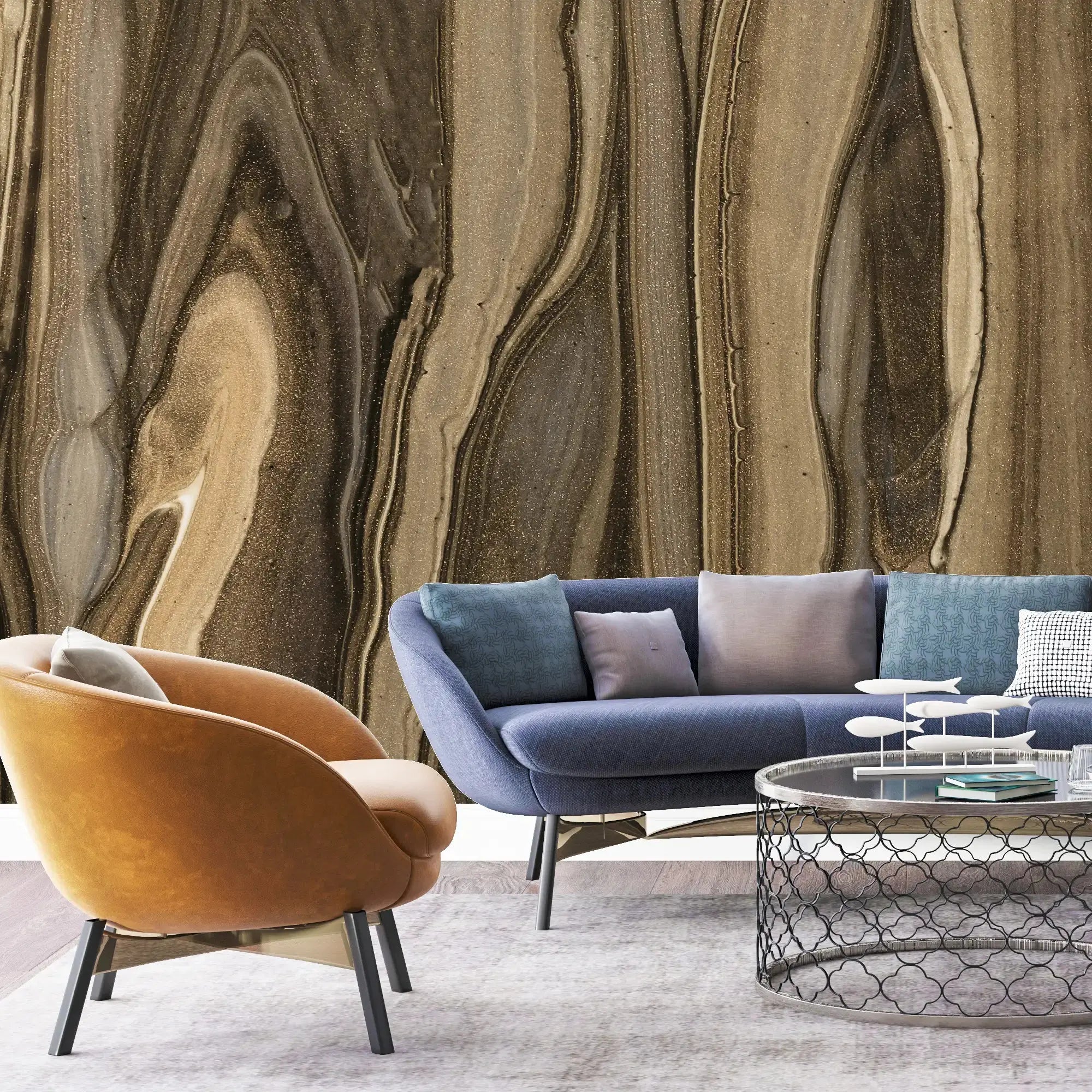 3123-F / Modern Green Striped Self-Adhesive Wallpaper, Trendy Peel and Stick Wallpaper, Natural Green Tree Bark Pattern Wall Mural - Artevella