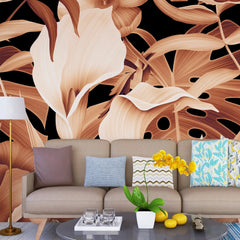 3125-B / Mysterious Jungle Abstract Floral Peel and Stick Wallpaper – Boho Chic Self Adhesive Wall Mural for Easy Install - Artevella