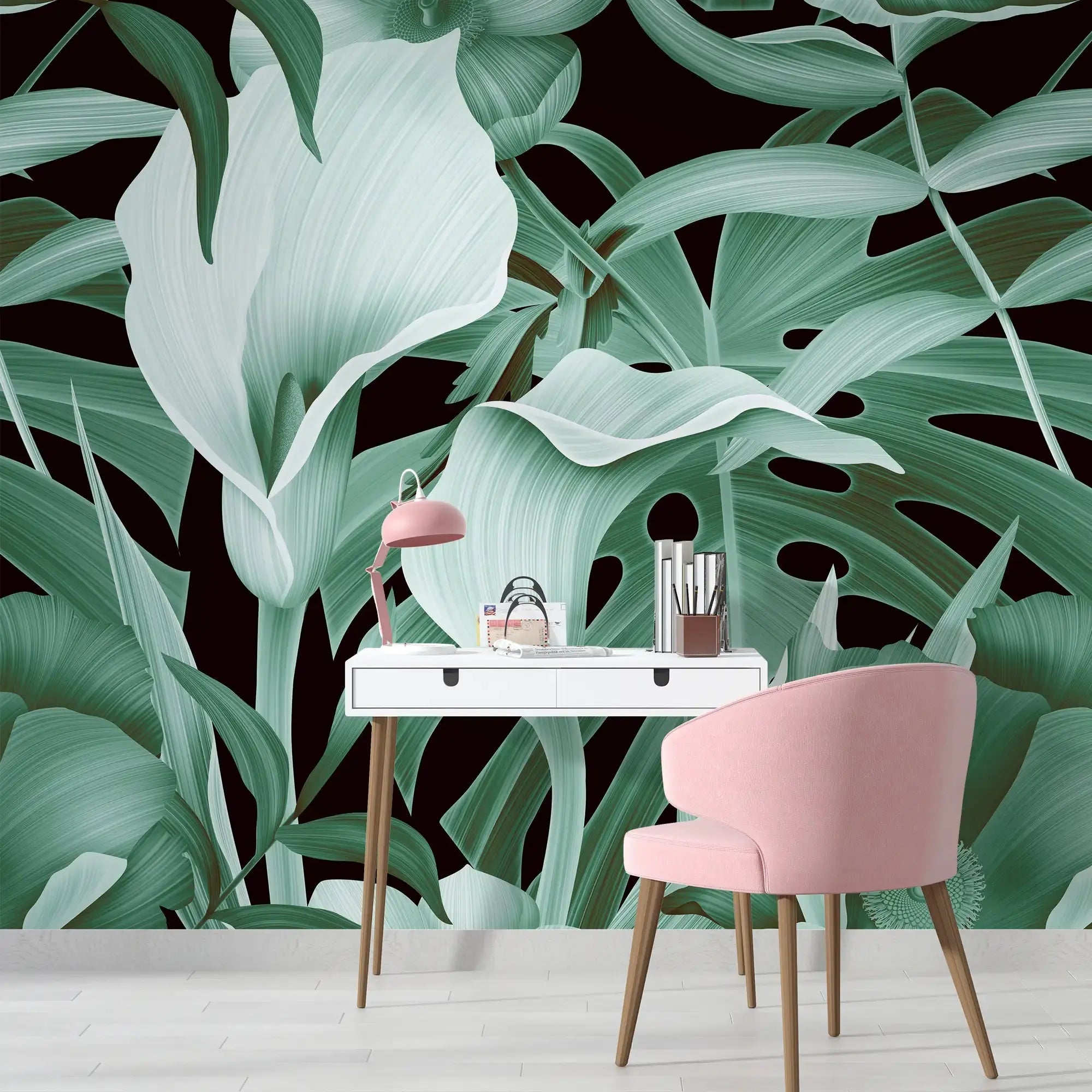 3125-C / Mysterious Jungle Abstract Floral Peel and Stick Wallpaper – Boho Chic Self Adhesive Wall Mural for Easy Install - Artevella