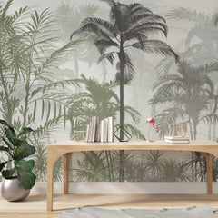 3130-A / Tropical Forest Peel and Stick Wallpaper: Exquisite Trees on White Background for Contemporary Wall Decor - Artevella