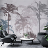 3130-D / Tropical Forest Peel and Stick Wallpaper: Exquisite Trees on White Background for Contemporary Wall Decor - Artevella