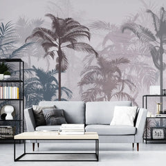 3130-D / Tropical Forest Peel and Stick Wallpaper: Exquisite Trees on White Background for Contemporary Wall Decor - Artevella