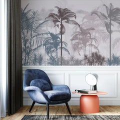 3130-D / Tropical Forest Peel and Stick Wallpaper: Exquisite Trees on White Background for Contemporary Wall Decor - Artevella