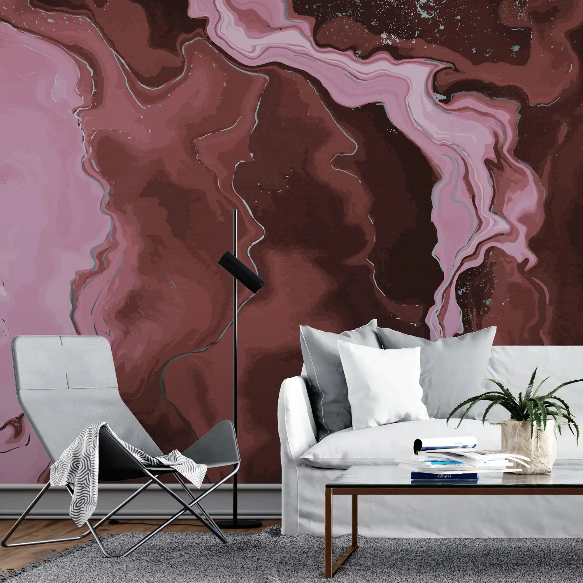 3132-B / Trendy Watercolor Waves Pattern Wallpaper - Easy Peel and Stick Removable Mural , Abstract Art Wallpaper - Artevella