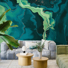 3132-C / Trendy Watercolor Waves Pattern Wallpaper - Easy Peel and Stick Removable Mural , Abstract Art Wallpaper - Artevella