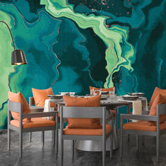 3132-C / Trendy Watercolor Waves Pattern Wallpaper - Easy Peel and Stick Removable Mural , Abstract Art Wallpaper - Artevella