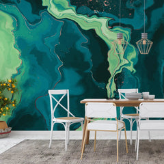 3132-C / Trendy Watercolor Waves Pattern Wallpaper - Easy Peel and Stick Removable Mural , Abstract Art Wallpaper - Artevella