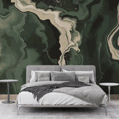 3132-E / Trendy Watercolor Waves Pattern Wallpaper - Easy Peel and Stick Removable Mural , Abstract Art Wallpaper - Artevella