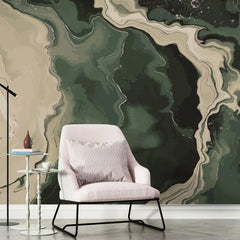 3132-E / Trendy Watercolor Waves Pattern Wallpaper - Easy Peel and Stick Removable Mural , Abstract Art Wallpaper - Artevella