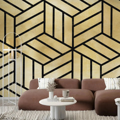 3133-A / Peel and Stick Geometric Wallpaper, Geometric Tile Design, Contemporary Geometric Line Wallpaper - Artevella