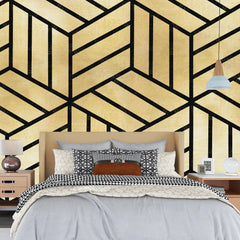 3133-A / Peel and Stick Geometric Wallpaper, Geometric Tile Design, Contemporary Geometric Line Wallpaper - Artevella