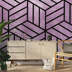 3133-D / Peel and Stick Geometric Wallpaper, Geometric Tile Design, Contemporary Geometric Line Wallpaper - Artevella