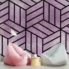 3133-D / Peel and Stick Geometric Wallpaper, Geometric Tile Design, Contemporary Geometric Line Wallpaper - Artevella