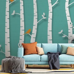 3134-A / Birch Tree Forest Wallpaper - Nature Theme Wall Mural, Easy Peel and Stick Installation for Modern Home Decor - Artevella