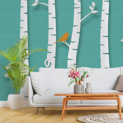 3134-A / Birch Tree Forest Wallpaper - Nature Theme Wall Mural, Easy Peel and Stick Installation for Modern Home Decor - Artevella