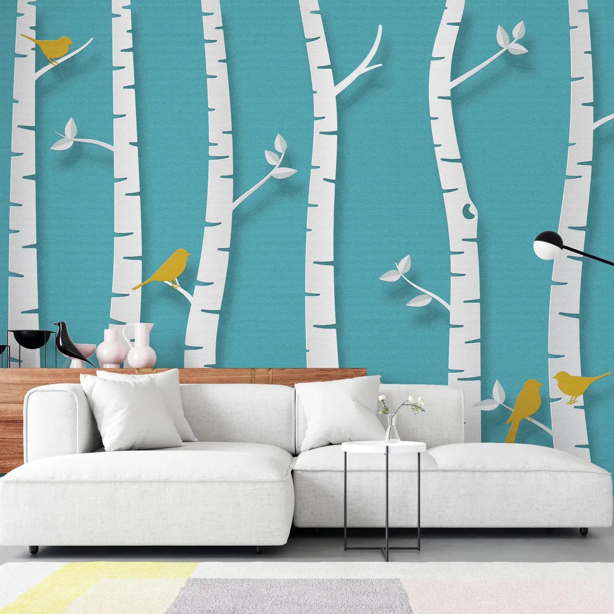 3134-B / Birch Tree Forest Wallpaper - Nature Theme Wall Mural, Easy Peel and Stick Installation for Modern Home Decor - Artevella