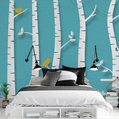 3134-B / Birch Tree Forest Wallpaper - Nature Theme Wall Mural, Easy Peel and Stick Installation for Modern Home Decor - Artevella
