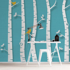 3134-B / Birch Tree Forest Wallpaper - Nature Theme Wall Mural, Easy Peel and Stick Installation for Modern Home Decor - Artevella