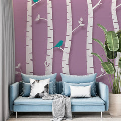 3134-D / Birch Tree Forest Wallpaper - Nature Theme Wall Mural, Easy Peel and Stick Installation for Modern Home Decor - Artevella