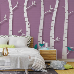 3134-D / Birch Tree Forest Wallpaper - Nature Theme Wall Mural, Easy Peel and Stick Installation for Modern Home Decor - Artevella
