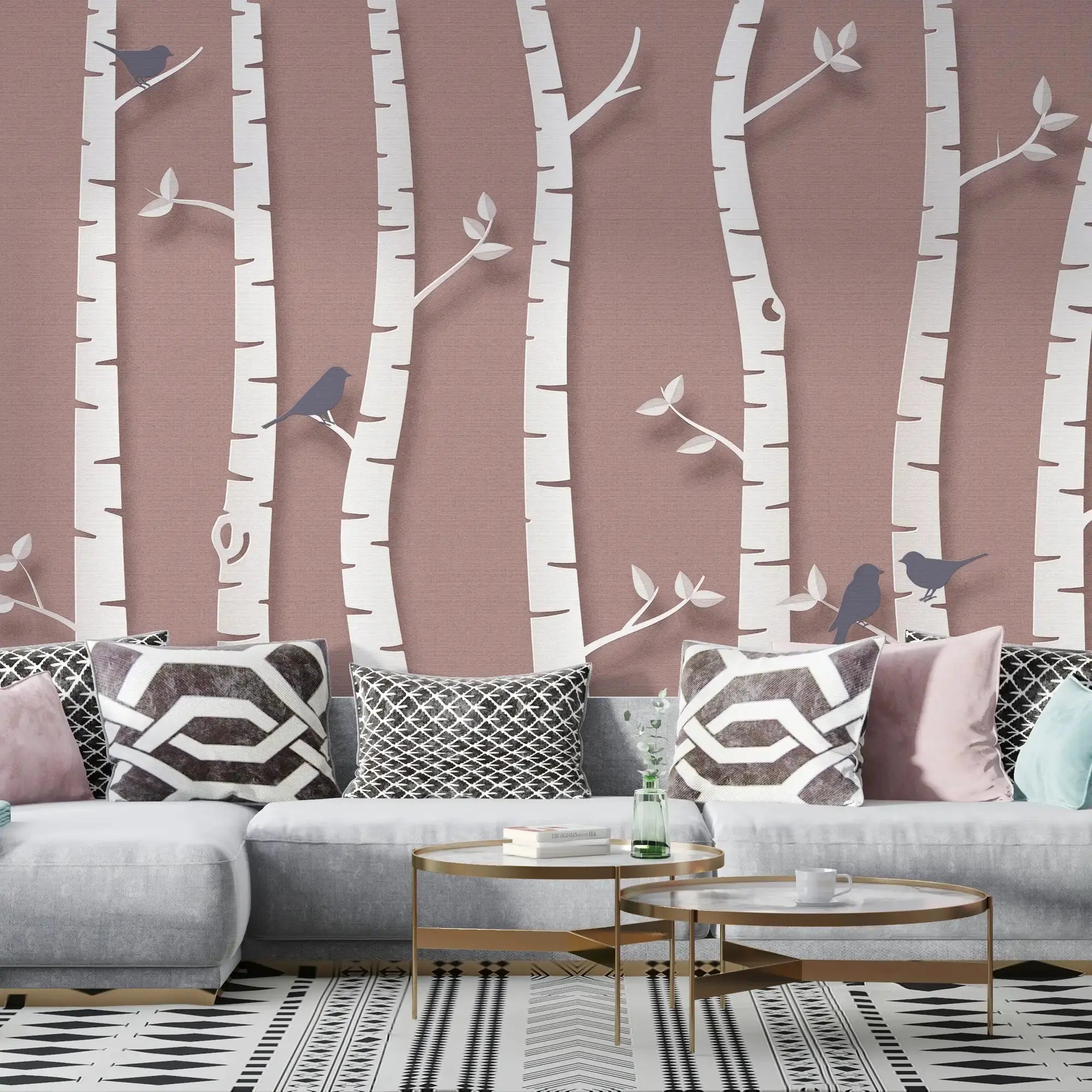 3134-E / Birch Tree Forest Wallpaper - Nature Theme Wall Mural, Easy Peel and Stick Installation for Modern Home Decor - Artevella