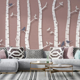 3134-E / Birch Tree Forest Wallpaper - Nature Theme Wall Mural, Easy Peel and Stick Installation for Modern Home Decor - Artevella