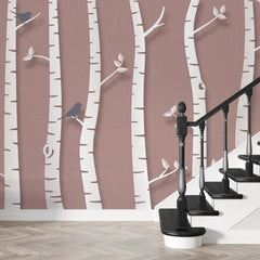 3134-E / Birch Tree Forest Wallpaper - Nature Theme Wall Mural, Easy Peel and Stick Installation for Modern Home Decor - Artevella
