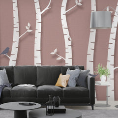 3134-E / Birch Tree Forest Wallpaper - Nature Theme Wall Mural, Easy Peel and Stick Installation for Modern Home Decor - Artevella