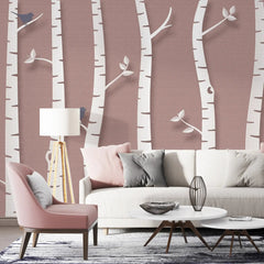3134-E / Birch Tree Forest Wallpaper - Nature Theme Wall Mural, Easy Peel and Stick Installation for Modern Home Decor - Artevella