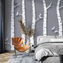 3134-F / Birch Tree Forest Wallpaper - Nature Theme Wall Mural, Easy Peel and Stick Installation for Modern Home Decor - Artevella