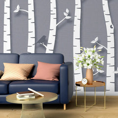 3134-F / Birch Tree Forest Wallpaper - Nature Theme Wall Mural, Easy Peel and Stick Installation for Modern Home Decor - Artevella