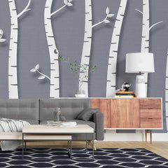 3134-F / Birch Tree Forest Wallpaper - Nature Theme Wall Mural, Easy Peel and Stick Installation for Modern Home Decor - Artevella